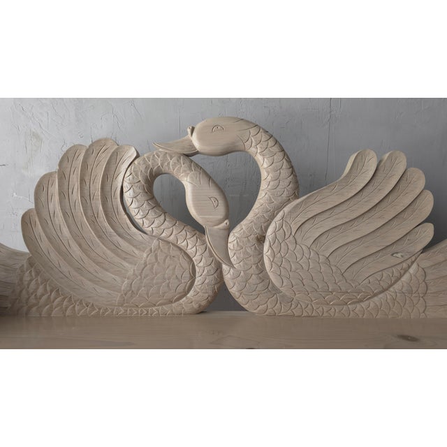Cream Vintage Hand Carved Pine Swan Motif Bench For Sale - Image 8 of 10