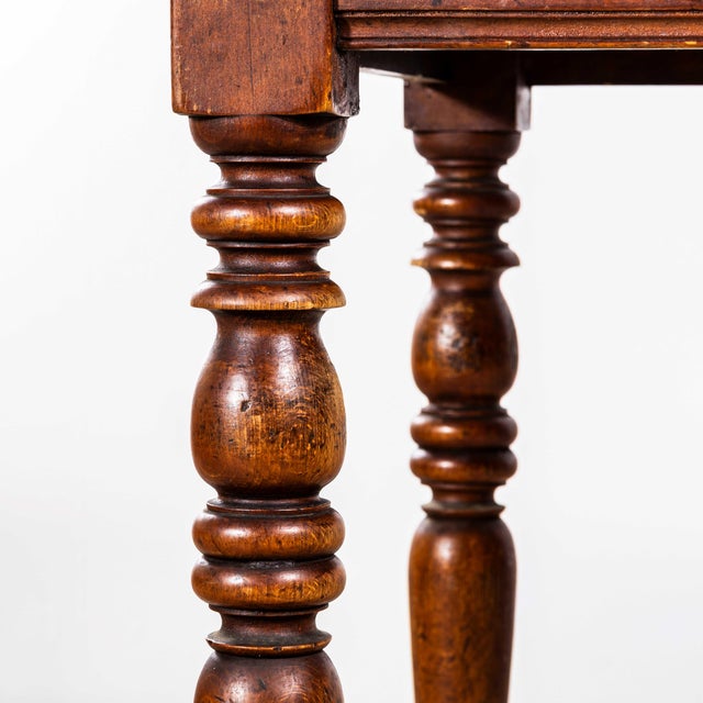 1940’s French Bobbin Leg Mid Oak Kitchen Dining Table For Sale - Image 3 of 9