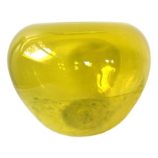 Vintage Mid Century Glass Vase Hand Blown Glass For Sale