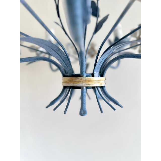 Vintage Floral Painted Steel Five-Light Chandelier from Lamparas Schuller, Spain, 1990s For Sale - Image 16 of 18