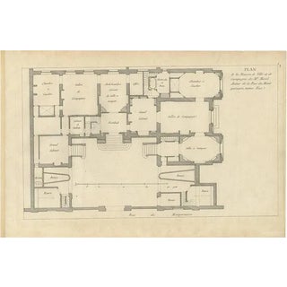 Antique Plan of the House of Mr. Morel by Le Rouge, 1785 For Sale