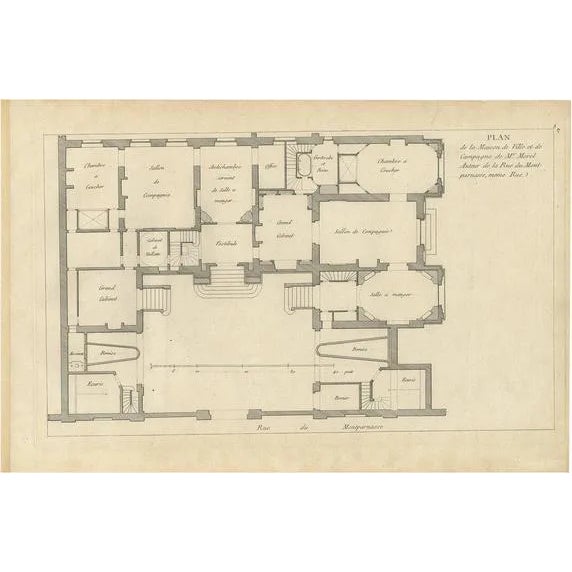 Antique Plan of the House of Mr. Morel by Le Rouge, 1785 For Sale