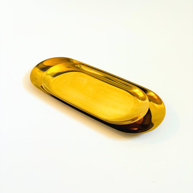 Postmodern Vintage Oval Brass Nesting Trays - Set of 2 For Sale - Image 3 of 8