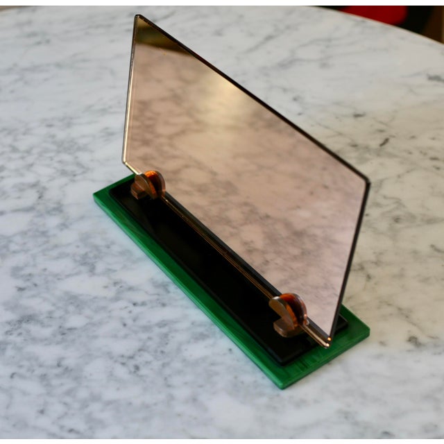 Smoked Mirror, Black Glass and Green Stone Support, France, 1958 For Sale - Image 10 of 15