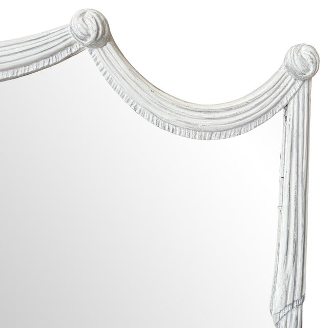 Early 20th Century Faux Drapery Carved-Wood Overmantel Mirror For Sale - Image 5 of 12