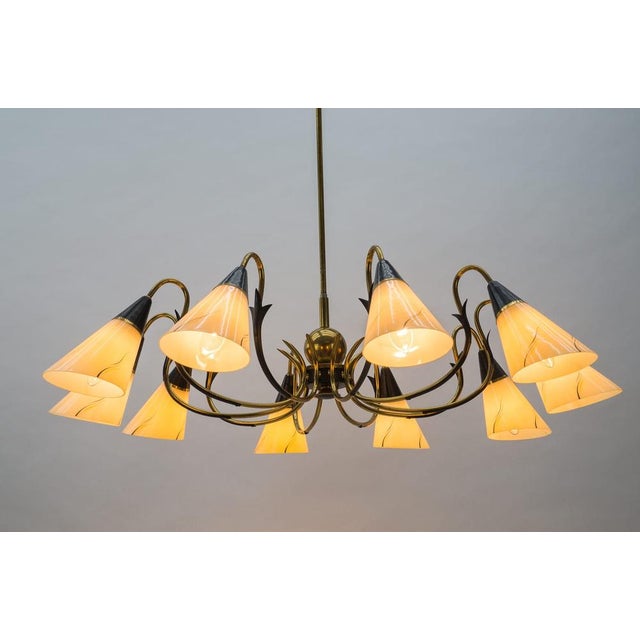 Italian Brass & Glass Sputnik Chandelier with 10 Lights, 1950s For Sale - Image 6 of 15