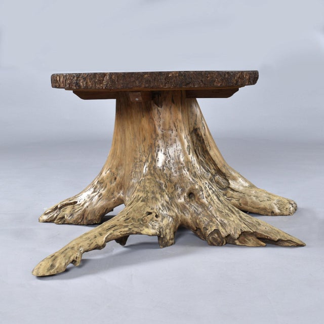 Rustic Hand Made Chess and Cribbage Live Edge Game Table on Tree Stump With Pieces For Sale - Image 3 of 17