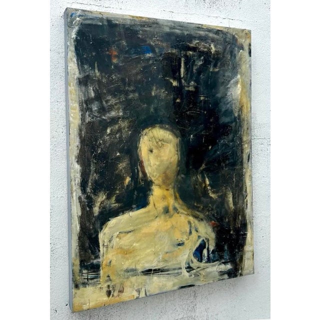 Late 20th Century Vintage Boho Abstract Figure Painting For Sale - Image 5 of 5