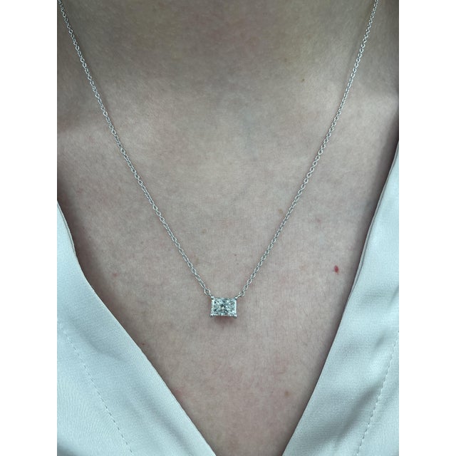 Beautiful classic diamond pendant necklace. Simple, modern, and classic. By Alexander Beverly Hills. 1.01 carat radiant...