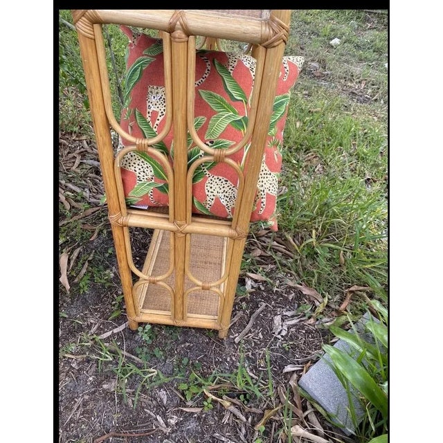 Mid-Century Modern Bamboo Shelving Unit and Storage. Mid Century Modern Bamboo Display Shelf . Wicker and Bamboo Display Stand For Sale - Image 3 of 10