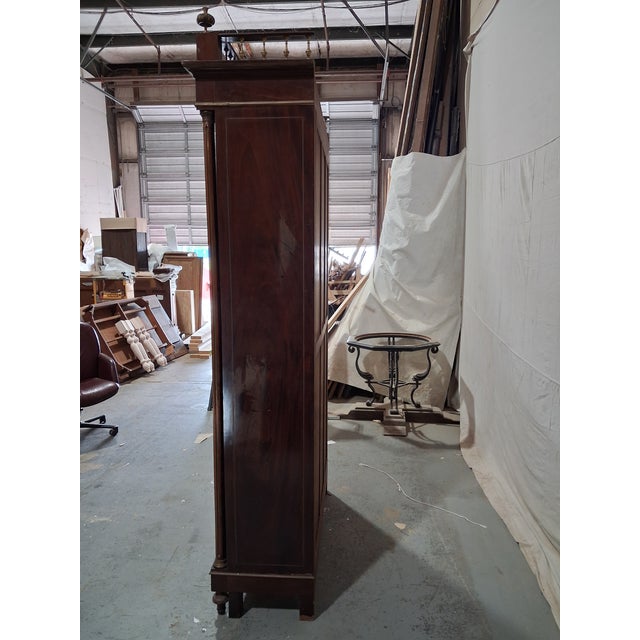 19th Century French Napoleon III Mahogany & Brass Mounted Library Bookcase With Original Glass For Sale - Image 4 of 9