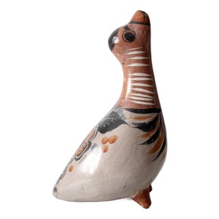 Vintage Tonalá Hand-Painted Mexican Folk Art Bird Pottery For Sale