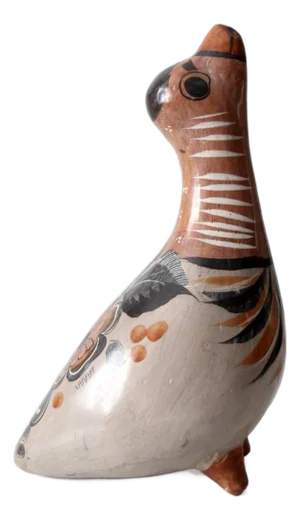 Vintage Tonalá Hand-Painted Mexican Folk Art Bird Pottery