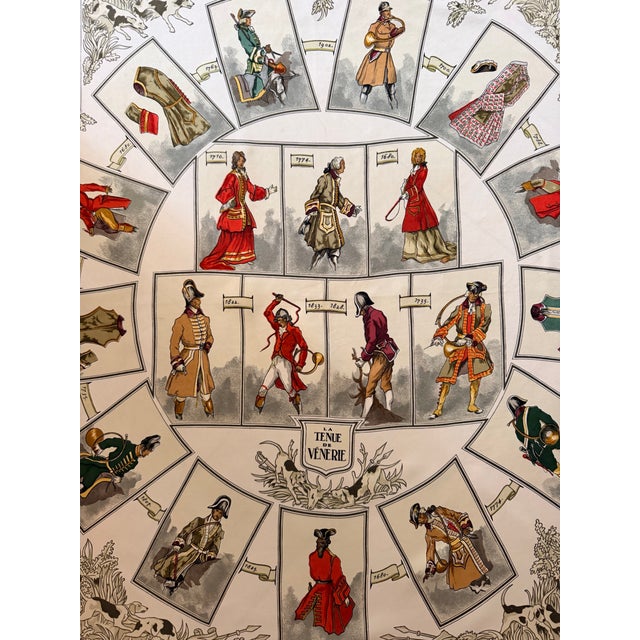 Hermes Hunting Outfit Silk Scarf 1964 This charming scarf offers a glimpse into the various costumes worn during the 18th...