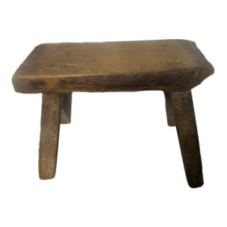 Early 20th Century Primitive Wooden American Mortise and Tendon Jointed Stool For Sale