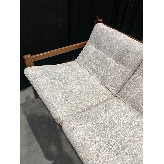 Mid 20th Century Scandinavian Teak Sofa With Leather Straps and Wooden Joinery For Sale - Image 11 of 12