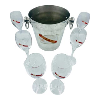 Mid 20th Century G. H. Mumm & Co. "Cordon Rouge" Champagne Bucket & 6 Matching Champagne Flutes For Sale