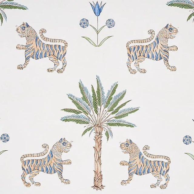 Boho Chic Schumacher Tiger Palm Wallpaper in Delft - 10 Yards For Sale - Image 3 of 5