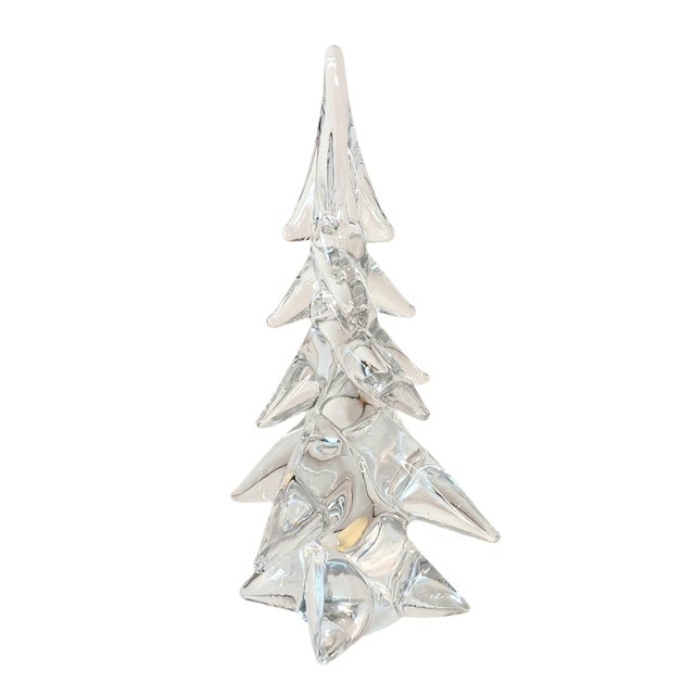 Vintage Lead Crystal Clear Glass Christmas Tree Made in Japan 11" X 7" For Sale In Austin - Image 6 of 11