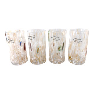 Hand Blown Alessandro Coppola Murano Art Glass Tumblers Handcrafted in Italy - Set of 4 For Sale