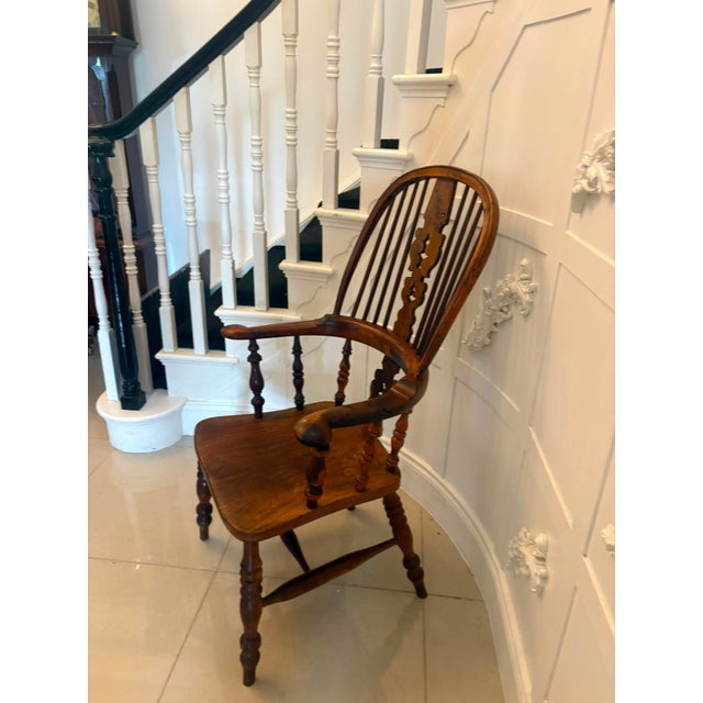 Antique English Yew Wood Windsor Hoop Back Armchair, 1860 For Sale - Image 3 of 15