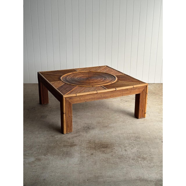 Sunburst Rattan Coffee Table, Attributed to Vivai Del Sud, Italy, 1970s For Sale - Image 15 of 15