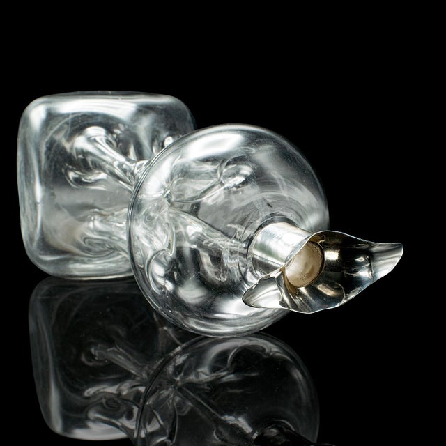 Transparent Antique Spirit Decanter, English, Glass, Silver, Port, Brandy Bottle, Edwardian For Sale - Image 8 of 12