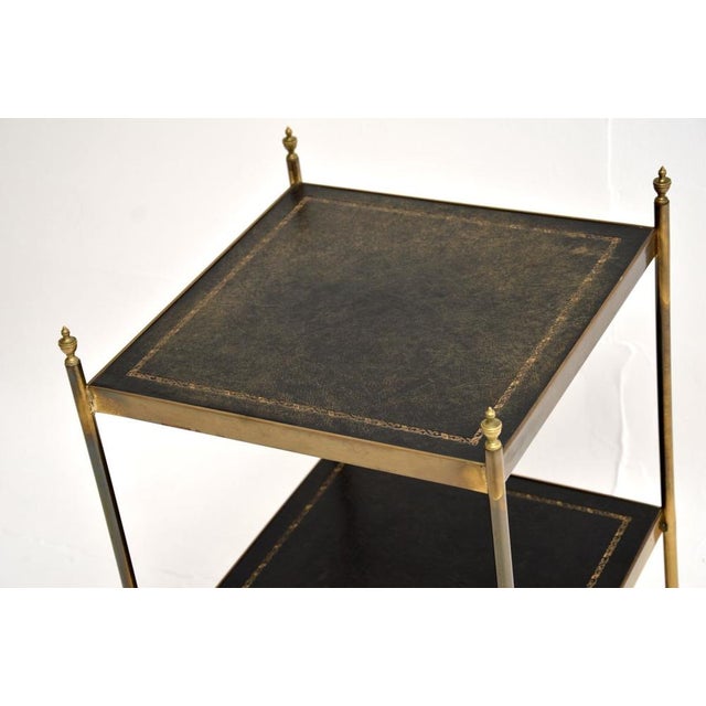 1960s Vintage Brass and Leather Side Table, 1960s For Sale - Image 5 of 9