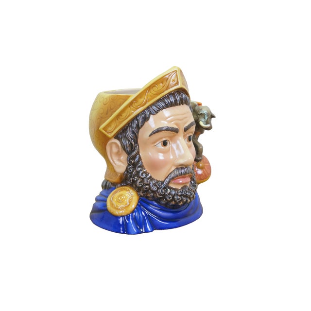 Large rare vintage Royal Doulton D7225 porcelain character jug of Great Military Leader Hannibal featuring a gold helmet,...