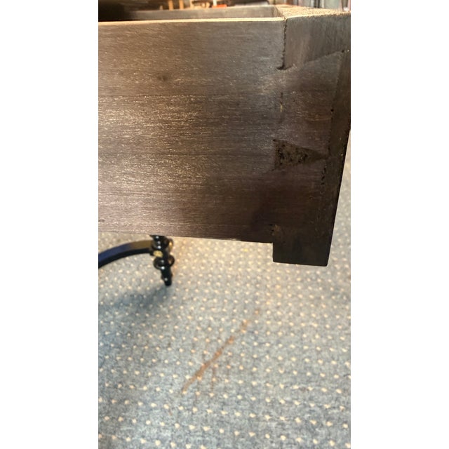 Late 20th Century French Neoclassical Style Burlwood Writing Desk With Gilt Bronze Style Accents For Sale - Image 10 of 14