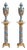 French-Style Blue & Peach Porcelain Vase Pedestal Set – Romantic Scenic Artwork With Ornate Gold Accents For Sale