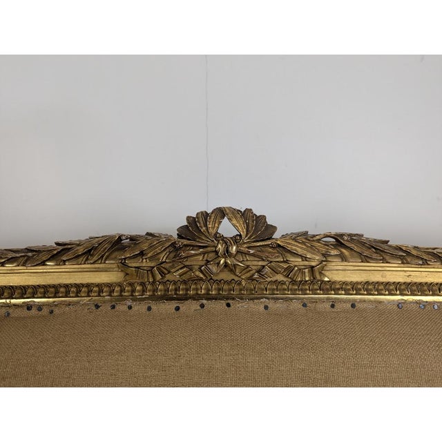 Brown Napoleon III Louis XVI Style Sofa in Gilded Wood For Sale - Image 8 of 12