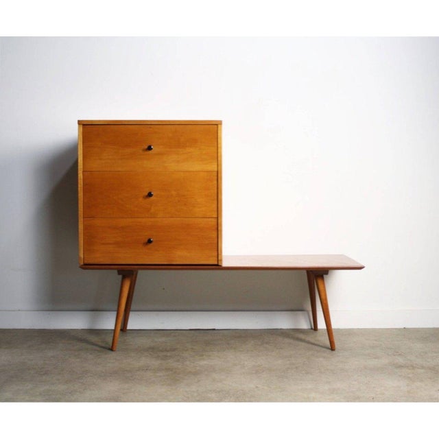 Brown 1960s Danish Modern Paul McCobb Planner Group Bench and Cabinet For Sale - Image 8 of 8