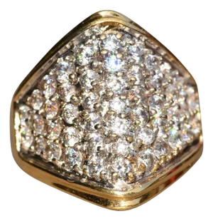 The Cayo: Vintage Pave Set Cubic Zirconia Cocktail Ring in Yellow Gold