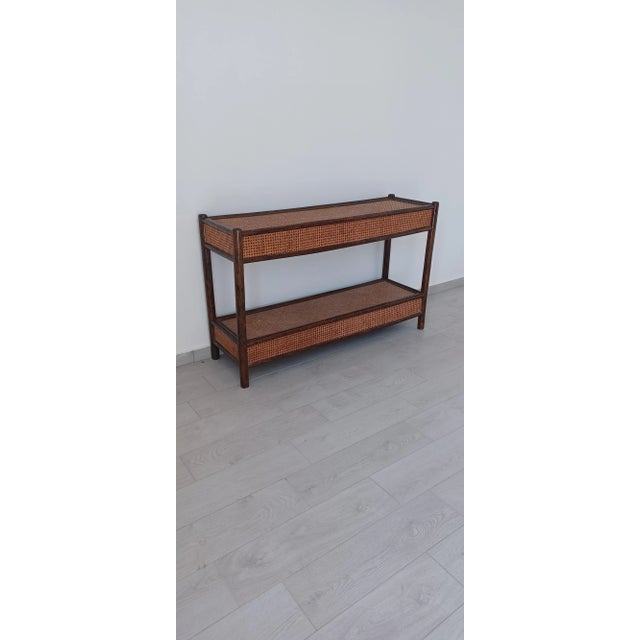 1980s Bamboo and Wicker Console Table, 1980s For Sale - Image 5 of 6