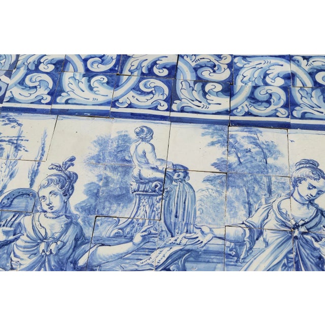 18th Century 18th Century Antique Portuguese Tile Mural Panel Depicting a Musical Scene For Sale - Image 5 of 13