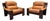 Heavy Circa 1970 Oak and Cognac Leather French Club Chairs For Sale