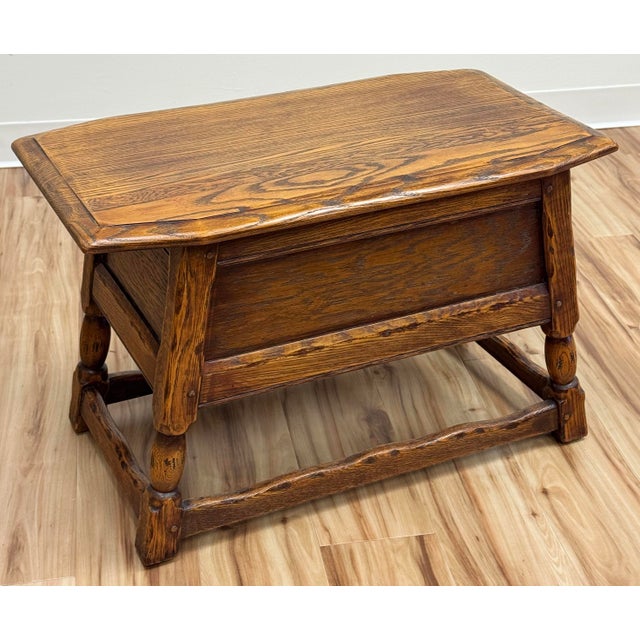 Wood Vintage Craftsman Style Federal Solid Oak Table For Sale - Image 7 of 11