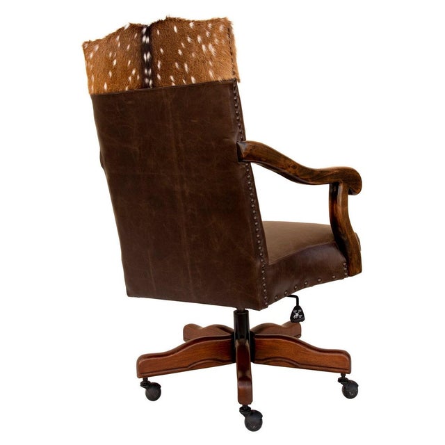 Bowie Axis Chocolate Desk Chair | Western | Executive | Axis Hide | Leather For Sale - Image 4 of 4