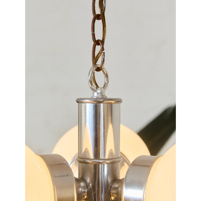 Italian Italian Vintage Chrome Pendant Chandelier For Sale - Image 3 of 7