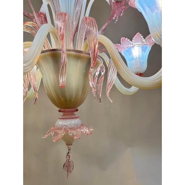 Six-Light Chandelier in Pink Murano, 1950s For Sale - Image 4 of 10