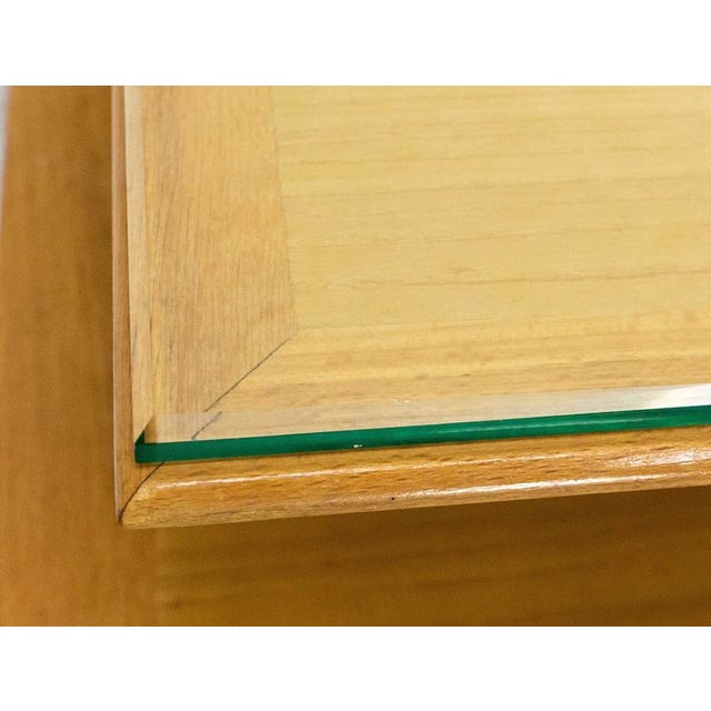 French Nightstand in Elm & Beveled Glass with Compas Feet, 1950s For Sale - Image 12 of 13