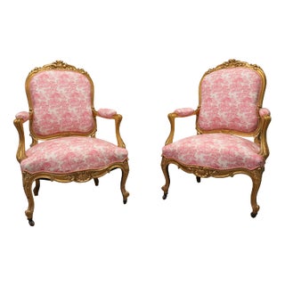 Napoleon III French Gilt Salon Chairs, Set of 2 For Sale