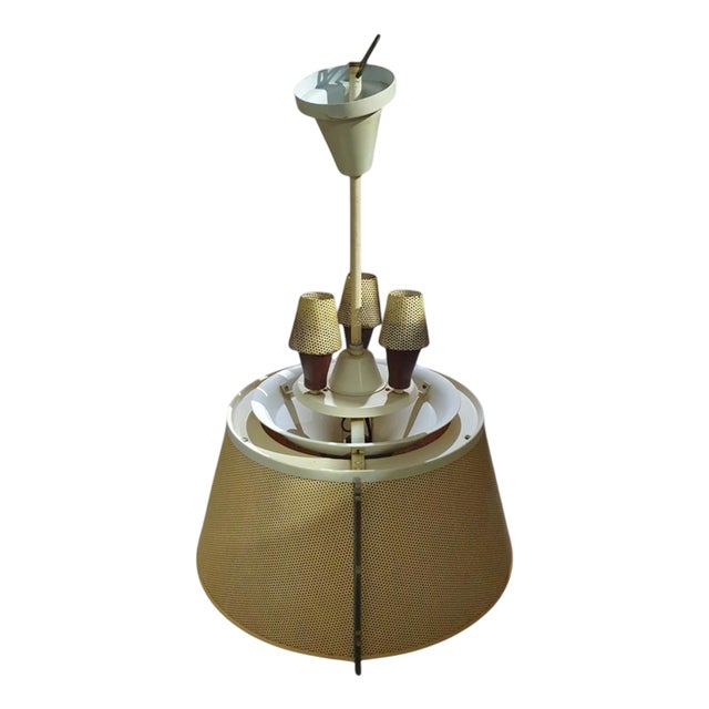 Perforated Steel Hanging Lamp, 1950s For Sale