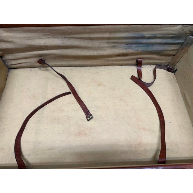 Antique Early 20th Century Leather Moynat Paris Luggage Trunk With Cruise Line Stickers For Sale - Image 17 of 17