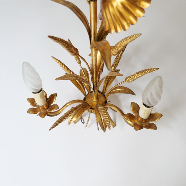 Vintage Metal Chandelier Lamp with Ears of Wheat attributed to Kogl Hans, 1970s, in Very Good conditions. Designed 1970 to...