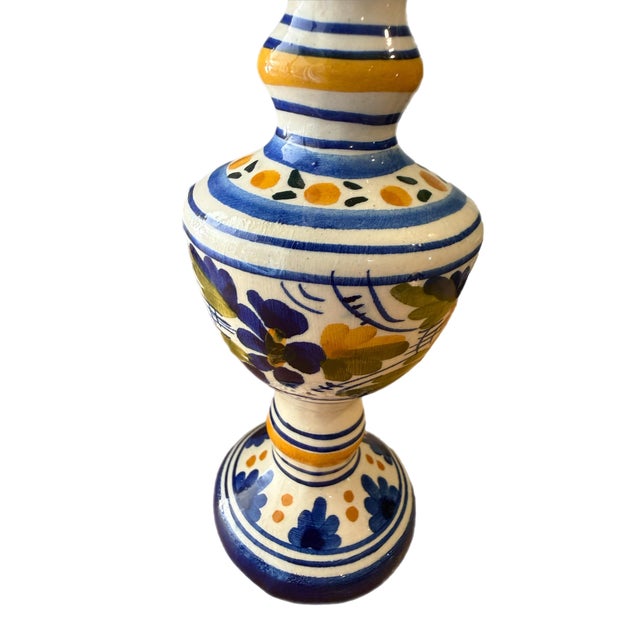 Ceramic Late 20th Century Spanish Ceramic Ewers Hand-Painted Signed De La Cal Puente - a Pair For Sale - Image 7 of 11