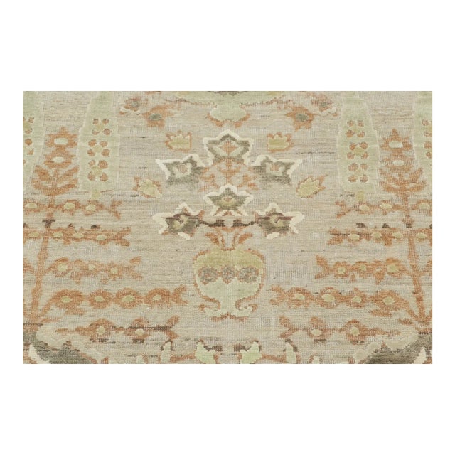 Contemporary Block Print Floral Natural Silk Runner by Rug & Kilim, India For Sale