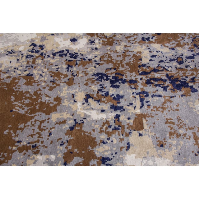 Ivory 21st Century Modern Abstract Wool & Silk Rug 12 X 15 For Sale - Image 8 of 11