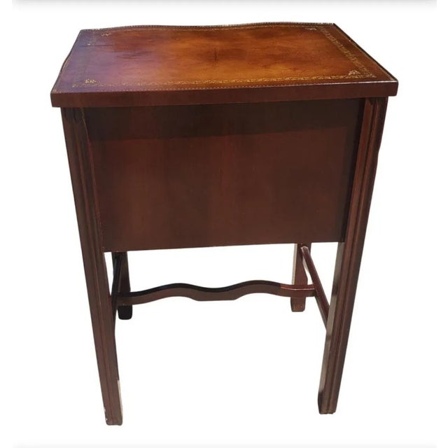Two-Drawer Serpentine Mahogany Chippendale Side Table With Stenciled Leather Top For Sale - Image 11 of 12